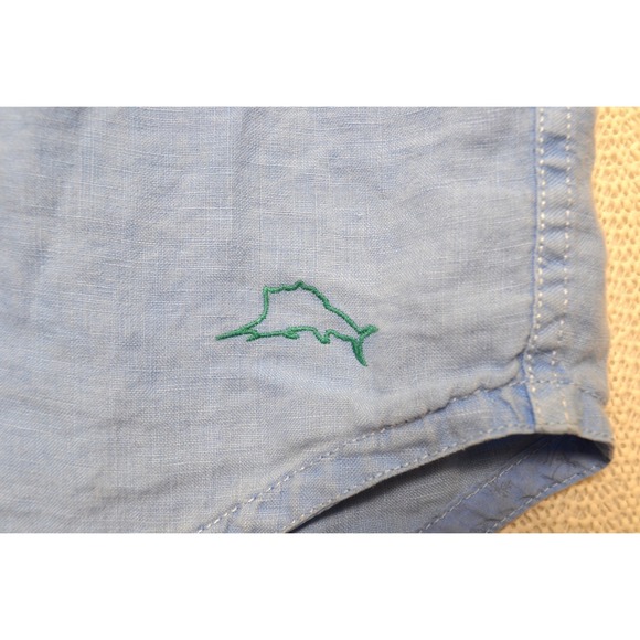 Tommy Bahama Blue Linen Button Up Shirt Long Sleeve Relaxed Fit Breathable Soft - Picture 5 of 7